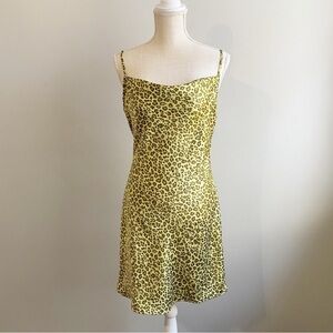 Green Leopard Print Slip Dress